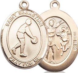 [8163KT] 14kt Gold Saint Sebastian Basketball Medal