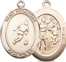 [8164KT] 14kt Gold Saint Sebastian Soccer Medal