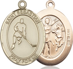 [8165KT] 14kt Gold Saint Sebastian Ice Hockey Medal