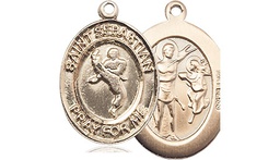 [8168KT] 14kt Gold Saint Sebastian Martial Arts Medal