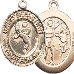 [8168KT] 14kt Gold Saint Sebastian Martial Arts Medal