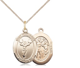 [8170GF/18GF] 14kt Gold Filled Saint Sebastian Cheerleading Pendant on a 18 inch Gold Filled Light Curb chain