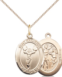 [8170GF/18GF] 14kt Gold Filled Saint Sebastian Cheerleading Pendant on a 18 inch Gold Filled Light Curb chain