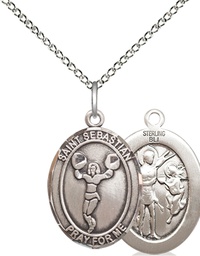 [8170SS/18SS] Sterling Silver Saint Sebastian Cheerleading Pendant on a 18 inch Sterling Silver Light Curb chain