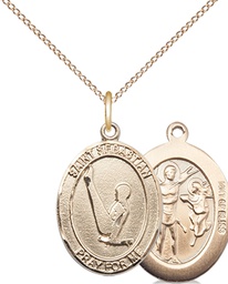 [8172GF/18GF] 14kt Gold Filled Saint Sebastian Gymnastics Pendant on a 18 inch Gold Filled Light Curb chain