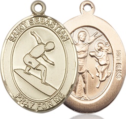 [8175KT] 14kt Gold Saint Sebastian Surfing Medal