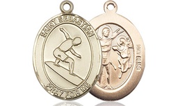[8175KT] 14kt Gold Saint Sebastian Surfing Medal