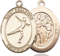 [8177KT] 14kt Gold Saint Sebastian Figure Skating Medal