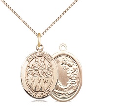 [8180GF/18GF] 14kt Gold Filled Saint Cecilia Choir Pendant on a 18 inch Gold Filled Light Curb chain