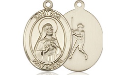 [8181KT] 14kt Gold Saint Rita Baseball Medal