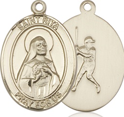 [8181KT] 14kt Gold Saint Rita Baseball Medal