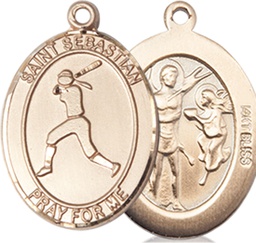 [8183KT] 14kt Gold Saint Sebastian  Softball Medal