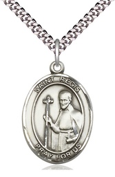 [7380SS/24S] Sterling Silver Saint Regis Pendant on a 24 inch Light Rhodium Heavy Curb chain