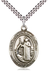 [7385SS/24S] Sterling Silver Saint Raymond of Penafort Pendant on a 24 inch Light Rhodium Heavy Curb chain