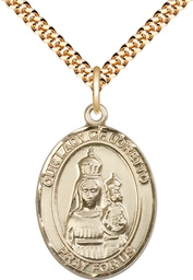 [7082GF/24G] 14kt Gold Filled Our Lady of Loretto Pendant on a 24 inch Gold Plate Heavy Curb chain
