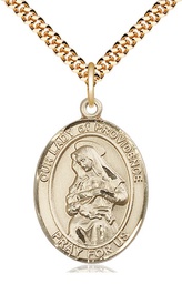 [7087GF/24G] 14kt Gold Filled Our Lady of Providence Pendant on a 24 inch Gold Plate Heavy Curb chain