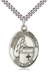 [7390SS/24S] Sterling Silver Blessed Emilee Doultremont Pendant on a 24 inch Light Rhodium Heavy Curb chain