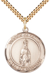 [7205RDSPGF/24G] 14kt Gold Filled Virgen de Fatima Pendant on a 24 inch Gold Plate Heavy Curb chain