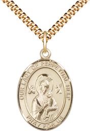 [7222GF/24G] 14kt Gold Filled Our Lady of Perpetual Help Pendant on a 24 inch Gold Plate Heavy Curb chain