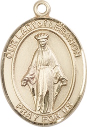 [7229KT] 14kt Gold Our Lady of Lebanon Medal
