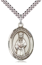 [7230SS/24S] Sterling Silver Our Lady of Hope Pendant on a 24 inch Light Rhodium Heavy Curb chain