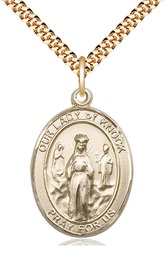 [7246GF/24G] 14kt Gold Filled Our Lady of Knock Pendant on a 24 inch Gold Plate Heavy Curb chain