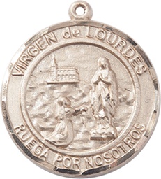 [7288RDSPKT] 14kt Gold Virgen de Lourdes Medal