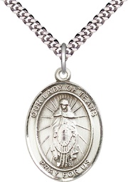 [7346SS/24S] Sterling Silver Our Lady of Tears Pendant on a 24 inch Light Rhodium Heavy Curb chain