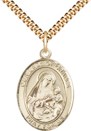 [7347GF/24G] 14kt Gold Filled Our Lady of Grapes Pendant on a 24 inch Gold Plate Heavy Curb chain