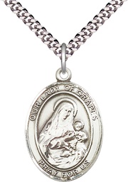 [7347SS/24S] Sterling Silver Our Lady of Grapes Pendant on a 24 inch Light Rhodium Heavy Curb chain
