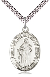 [7383SS/24S] Sterling Silver Our Lady of Knots Pendant on a 24 inch Light Rhodium Heavy Curb chain