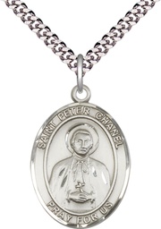 [7397SS/24S] Sterling Silver Saint Peter Chanel Pendant on a 24 inch Light Rhodium Heavy Curb chain