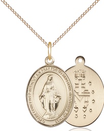 [8078GF/18GF] 14kt Gold Filled Miraculous Pendant on a 18 inch Gold Filled Light Curb chain