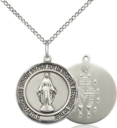 [8078RDSS/18SS] Sterling Silver Miraculous Pendant on a 18 inch Sterling Silver Light Curb chain