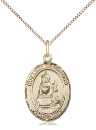 [8082GF/18GF] 14kt Gold Filled Our Lady of Loretto Pendant on a 18 inch Gold Filled Light Curb chain