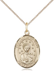 [8115GF/18GF] 14kt Gold Filled Our Lady of la Vang Pendant on a 18 inch Gold Filled Light Curb chain