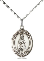 [8205SS/18SS] Sterling Silver Our Lady of Fatima Pendant on a 18 inch Sterling Silver Light Curb chain