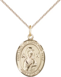 [8222GF/18GF] 14kt Gold Filled Our Lady of Perpetual Help Pendant on a 18 inch Gold Filled Light Curb chain
