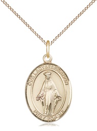 [8229GF/18GF] 14kt Gold Filled Our Lady of Lebanon Pendant on a 18 inch Gold Filled Light Curb chain