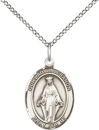[8229SS/18SS] Sterling Silver Our Lady of Lebanon Pendant on a 18 inch Sterling Silver Light Curb chain