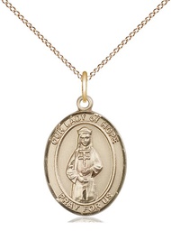 [8230GF/18GF] 14kt Gold Filled Our Lady of Hope Pendant on a 18 inch Gold Filled Light Curb chain