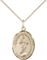 [8242GF/18GF] 14kt Gold Filled Our Lady of All Nations Pendant on a 18 inch Gold Filled Light Curb chain