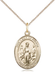 [8246GF/18GF] 14kt Gold Filled Our Lady of Knock Pendant on a 18 inch Gold Filled Light Curb chain