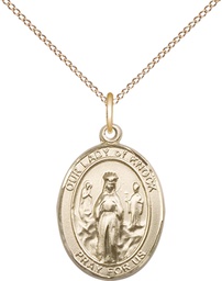 [8246GF/18GF] 14kt Gold Filled Our Lady of Knock Pendant on a 18 inch Gold Filled Light Curb chain