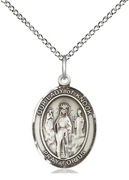 [8246SS/18SS] Sterling Silver Our Lady of Knock Pendant on a 18 inch Sterling Silver Light Curb chain