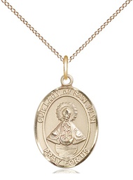 [8263GF/18GF] 14kt Gold Filled Our Lady of San Juan Pendant on a 18 inch Gold Filled Light Curb chain