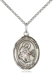 [8289SS/18SS] Sterling Silver Our Lady of Mercy Pendant on a 18 inch Sterling Silver Light Curb chain