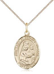 [8299GF/18GF] 14kt Gold Filled Our Lady of Prompt Succor Pendant on a 18 inch Gold Filled Light Curb chain