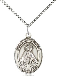 [8303SS/18SS] Sterling Silver Our Lady of Olives Pendant on a 18 inch Sterling Silver Light Curb chain