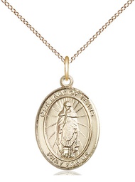 [8346GF/18GF] 14kt Gold Filled Our Lady of Tears Pendant on a 18 inch Gold Filled Light Curb chain